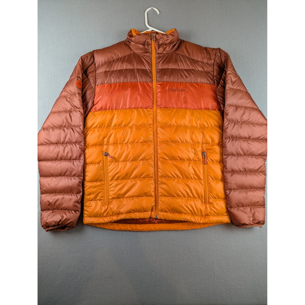 Marmot Ares Jacket Mens Medium Orange Mahogany 600 Fill Down Puffer 71260 NEW